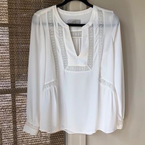 Loft sheer top with lace detail